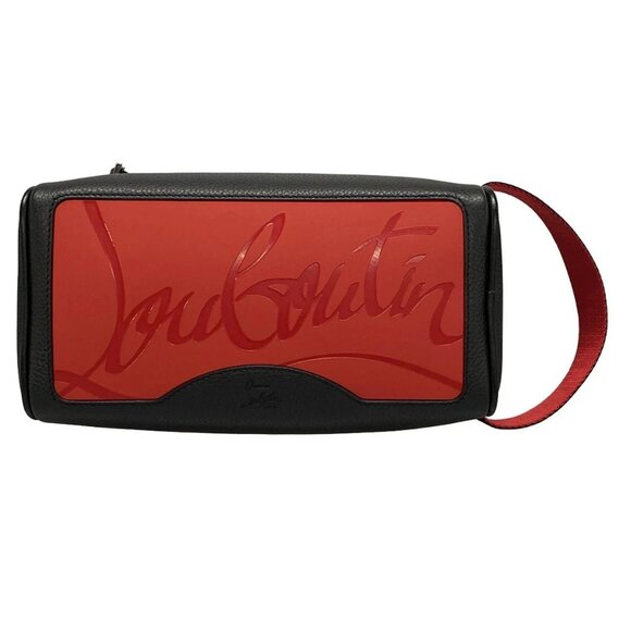 Auth CHRISTIAN LOUBOUTIN 1205142 Black Red Leather Clutch Bag - Picture 5 of 16